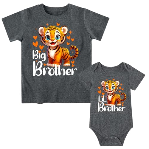 Funnycokid Big Brother Little Brother Matching Outfits | Toddler Lil Bro Boy Shirts Set Baby Gifts Clothes