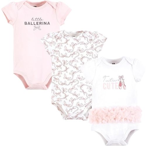 Hudson Baby Baby Girls' 3pc Cotton Bodysuits