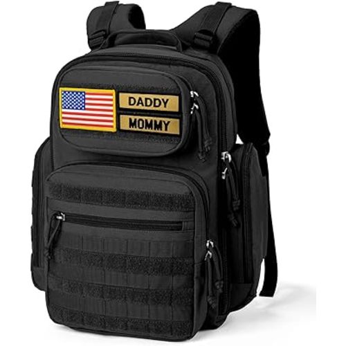 MIRACOL Military Dad Diaper Bag: Tactical Design Rugged Durable Gear with Removable Daddy Badges - Gift Boosting Veteran Dad Pride in Baby Outings