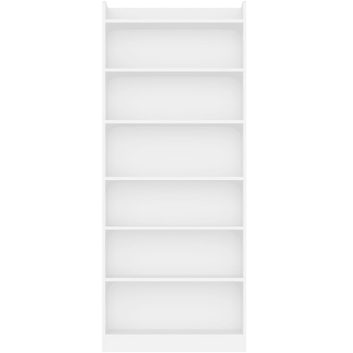 Renwick Wooden 7 Layer Open Shelf Bookcase with Compartment, White