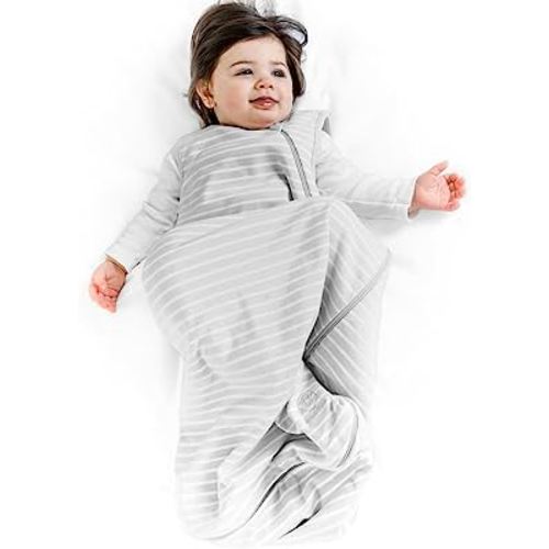 Woolino Merino Wool and Organic Cotton Baby Sleep Bag - 4 Season Classic Sleep Sack for Baby - Two-Way Zipper Sleeping Bag for Baby and Toddler - 6-18 Months - Gray