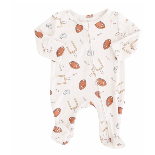 Newborn-Tiny Touchdowns Zipper Footie | Neutral