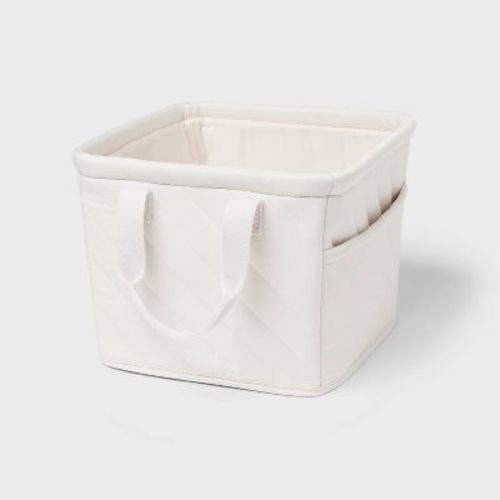 8''x10.5'' Fabric Stitched Decorative Storage Basket Ivory - Brightroom™