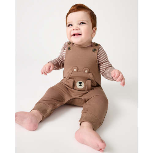 Teddy Brown Bear Overall Bodysuit Set
