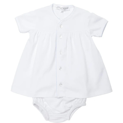 Milly Marie - 2 Piece Classic Layette Pima Set | White/Lt Blue