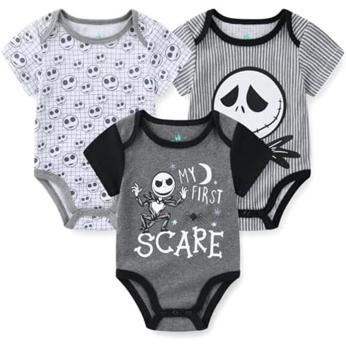 Disney Nightmare Before Christmas Boys Jack Skellington 3 Pack Bodysuits for Infant