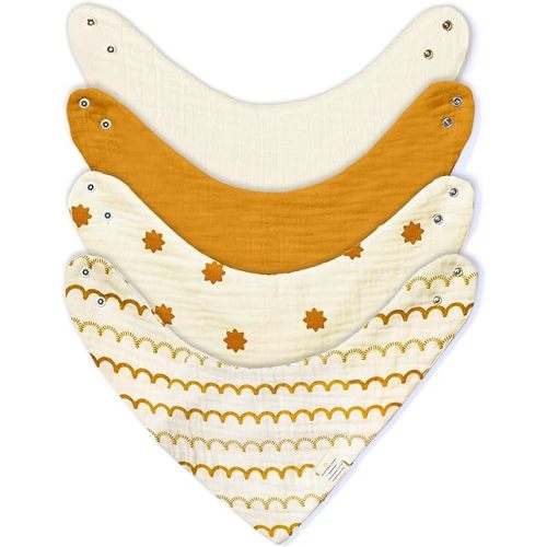 Bandana Bibs - 100% Organic Premium Muslin Cotton, 7-Layers for Drooling, Teething, Feeding