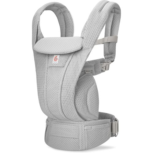 Ergobaby Omni Deluxe Baby Carrier for Newborn to Toddlers 0-48 Months (7-45 lbs) - 4-Position Breathable Mesh Baby Carrier with Ergonomic Support, Storage Pockets, and Sun Hood - Pearl Grey