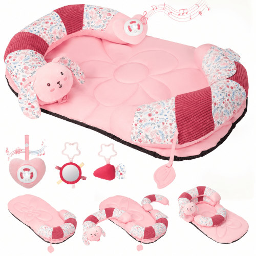 PRVAETU, 2in1 Tummy Time and Seat Support Baby Play Mat, Pink