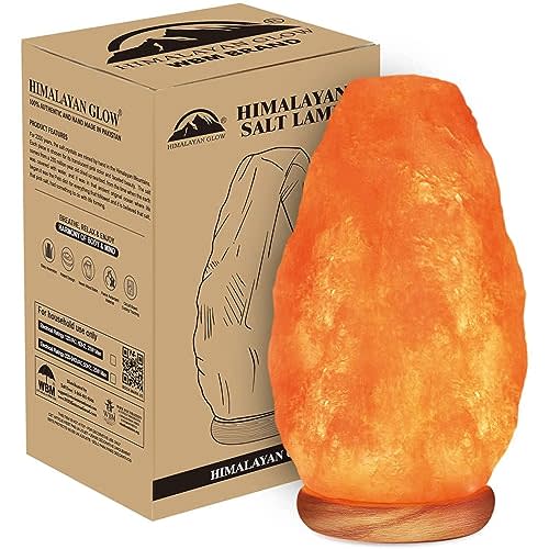 Himalayan Glow Natural Himalayan Salt Lamp with Dimmer Switch - All Natural and Handcrafted with Wooden Base | 6-8 lbs