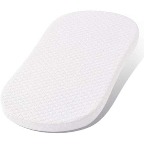 Pro Goleem Baby Bassinet Mattress Pad 30"x18" Peanut Hourglass, Waterproof Soft Cover, Premium High-Density Foam, Cradle Mattress Fit Halo BassiNest Bassinet Series