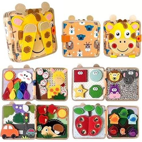Montessori Busy Book, Suitable for Toddlers Aged 1-3, Felt Sensory Activity Book, Children's Travel Toy, Quiet Book Busy Board, Birthday Gift for Boys and Girls