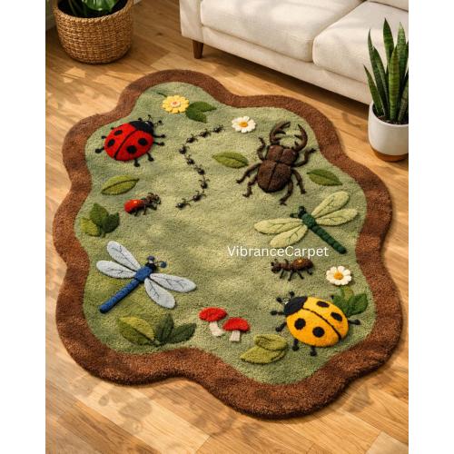 Educational Bug & Insect Rug – Hand-Tufted Wool Kids Room Rug