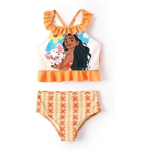 Disney Elsa Princess Toddler Girls Two Piece Tankini Top and Bow Tie Bikini Bottom Beach Swimwear Set
