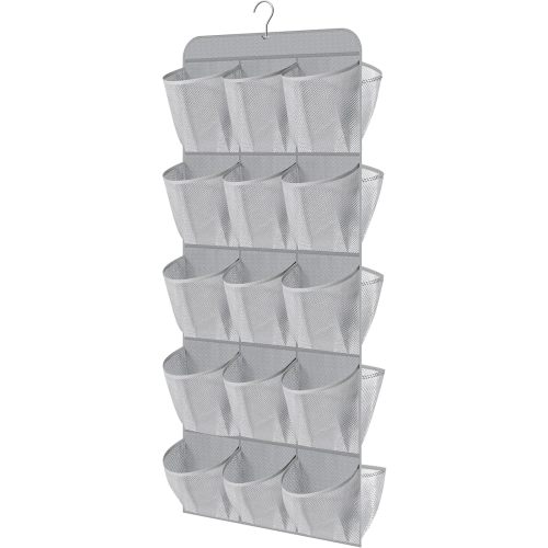 MISSLO 30 Large Pockets Dual Sided Hanging Shoe Organizer for Closet with Rotating Hanger Hanging Shoe Shelves, Grey