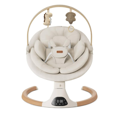 Baby Swings for Infants, Monamii Baby Swing, Infant Swing with 5 Speeds, 10 Lullabies, Electric Swing for Baby, Indoor & Outdoor Use (Beige)