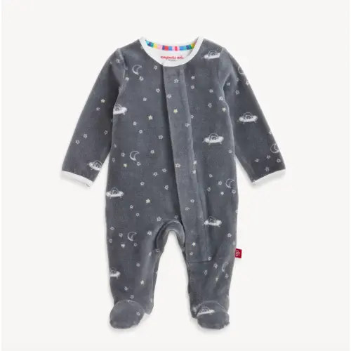 BEAR IN SPACE VELOUR FOOTIE
