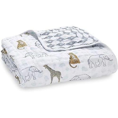 aden + anais Dream Blanket, Boutique Muslin Baby Blankets for Girls & Boys, Ideal Newborn Nursery & Crib Blanket, Unisex Toddler & Infant Bedding, Shower & Registry Gift, Jungle