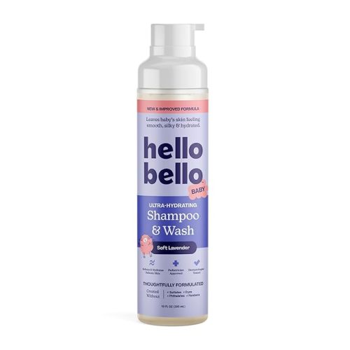 Hello Bello Ultra-Hydrating Baby Shampoo & Body Wash, Soft Lavender Scent, Tear Free & Safe for Sensitive Skin, Dermatologist Tested & Pediatrician Approved, 10oz Bottle