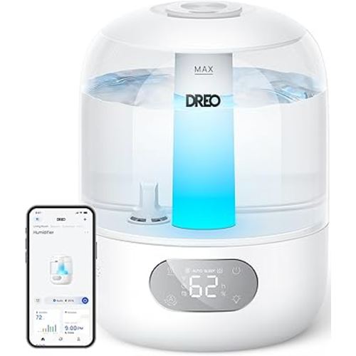 DREO Humidifiers for Bedroom, Cool Mist Ultrasonic Humidifier with 26dB Quiet & RGB Lighting, Top Fill 3L Tank, Easy Clean, 30 Hr Runtime for Home, Baby, Plant, Nursery, Work with Google/Alexa