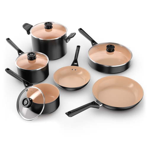 Ninja 10pc Ceramic Pots and Pans Non-Stick Cookware Set, Oven Safe to 350°F, Induction Compatible