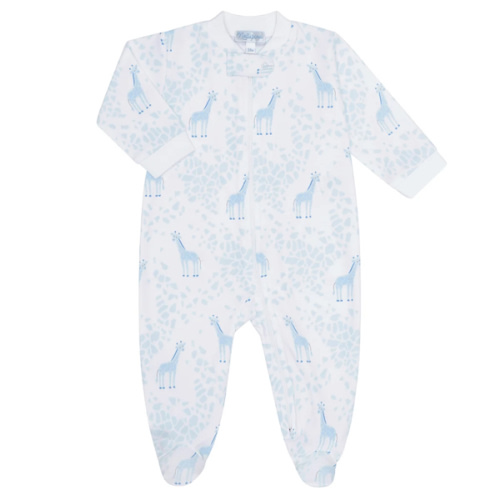 Blue Giraffe Print Zipper Footie