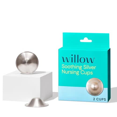 Willow - Silver Nursing Cups, 2 Pack, Breastfeeding Nipple Covers for Protection & BPA Free