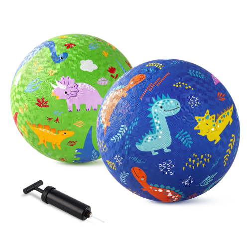 PLAYZAP 8.5" 2-Pack Playground Balls with Pump - Dinosaurs