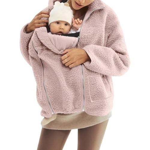 Women Fleece Zip Up 2 in 1 𝐁𝐚𝐛𝐲 Wearing Jacket Maternity Winter Coat Thicken 𝐁𝐚𝐛𝐲 Wearing Clothes
