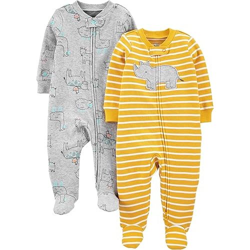 Simple Joys by Carter's Baby Boys' 2-Way Zip Thermal Footed Sleep and Play, Pack of 2