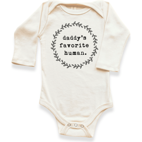 Daddy's Favorite Human - Organic Long Sleeve Baby Bodysuit, 0-3M