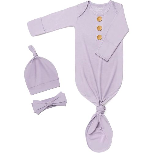 Newborn Baby Girl Knotted Gown Clothes 0-3 Months, Soft Infant Photography Outfits, Bam-boo Pajamas Sleepers for Baby's Gifts Light Purple