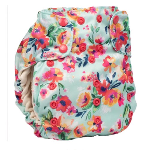 Smart One 3.1 Cloth Diaper - Aqua Floral – Smart Bottoms