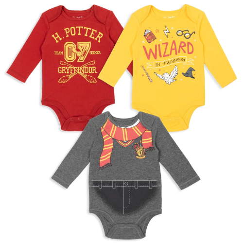 Harry Potter Infant Baby Boys 3 Pack Bodysuits Newborn to Infant