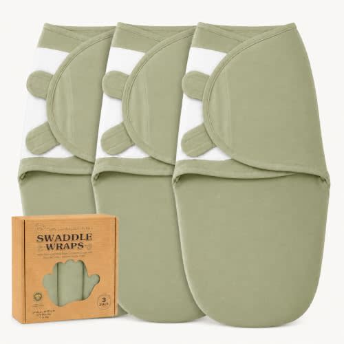 Newborn Swaddle Sleep Sacks, 0-3 Months, 3-Pack | 100% Organic Cotton, For Baby Girls & Boys, Nursery Swaddling Blankets, Infant