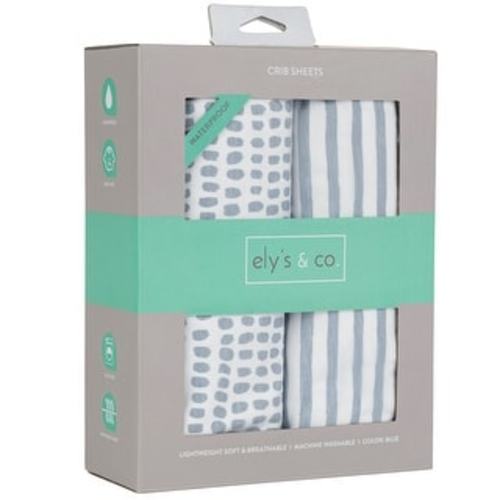 Ely's & Co. Baby Waterproof Crib Sheet Set - 2 Pack 28"x 52"