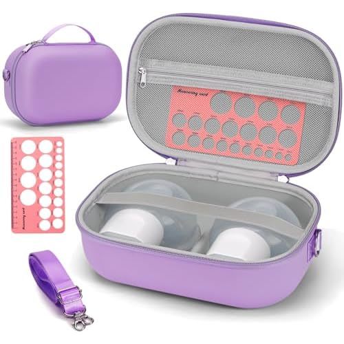 Wearable Breast Pump Bag Carrying Case for Momcozy & Willow, Use with Hands Free Wearable Breast Pumps for eufy Security/Medela/Bluefair, Travel Pumping Bag with Nipple Ruler & Removable Tray(Holds 2)