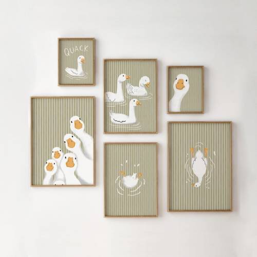 Sage Green Stripes Goose Printable Wall Art – Cute Farmhouse Goose Decor, Nursery Artwork, Vintage-inspired Instant Download, Cottage Prints - Etsy