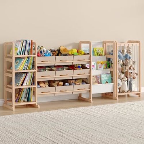3imothrix Toy Storage Organizer with Bookshelf and Stuffed Animal Storage