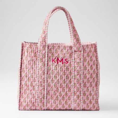 Block Print Quilted Oversized Tote