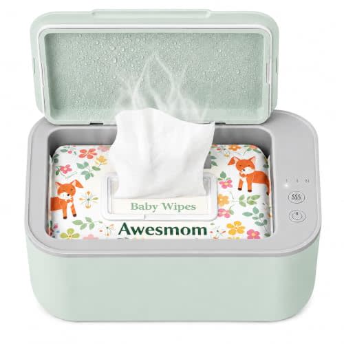Baby Wipe Warmer, Large Capacity, 4 Temp Modes, Green | Wipe Warmer with Surround Heating & Dispenser for Newborn & Most Adult Wipes. Baby Shower & Registry Must-have