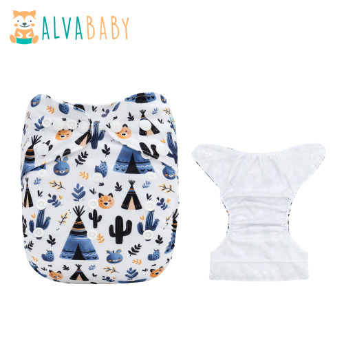 ALVABABY AWJ Lining Cloth Diaper with Tummy Panel for Babies -(WJT-ED27A)