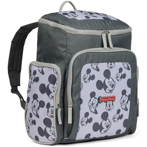 Disney Diaper Bag Backpack with Changing Pad Mickey Mouse – 16” Nylon Baby Bag for Parents, Insulated Bottle Holders, Multiple Storage Pockets