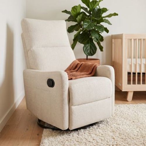 Upholstered Glider Recliner Rocking Chair with 360° Swivel for the Nursery and Living Room