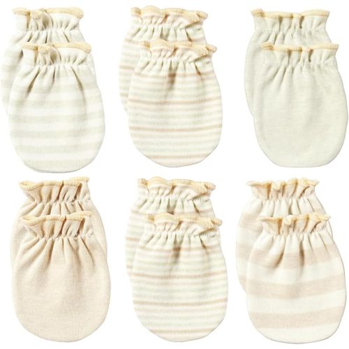 Newborn Mittens No Scratch 100% Cotton Mitts Boy Girl baby mittens 0-6 months 6 Pack