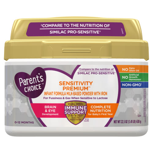 Parent's Choice Sensitivity Premium Powder Baby Formula with Iron, 22.5 oz Tub