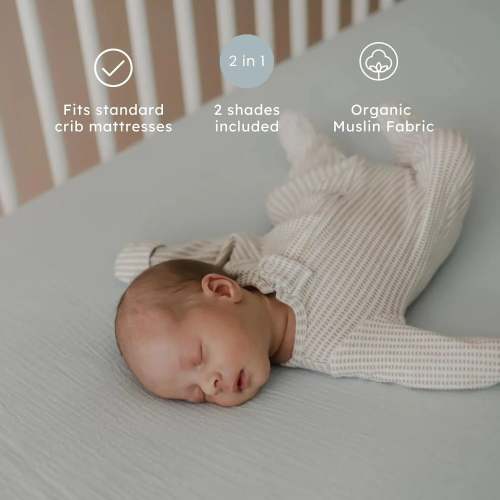 Snuggle Me Organic Cotton Crib Sheet 2 Pack - Bluebell + Slate