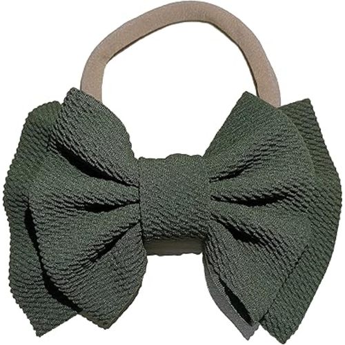 Baby Girl's 5 Inches Soft Double Bow-knot Nylon Headband Toddler Headdress for Photography Party Festivals (Army Green)