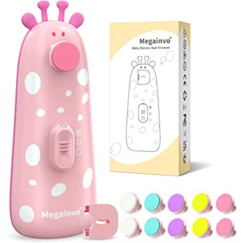 Baby Nail Trimmer Electric Baby Nail File Safe Baby Nail Clippers with Light 10 Grinding Heads Queit Baby Nail Polish Grooming Kit for Newborn Infant Toddler Toes Fingernails Care, Pink