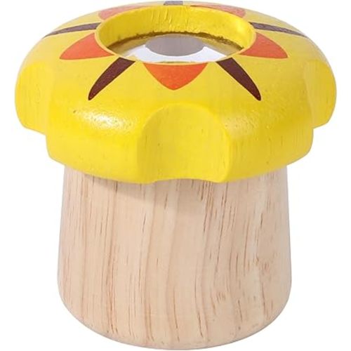 WODI 1PCS Wooden Kaleidoscope for Kids - Montessori Educational Optical Toy, Vintage Birthday Gift for Boys Girls Ages 3-12, Travel Sensory STEM Learning (Yellow)